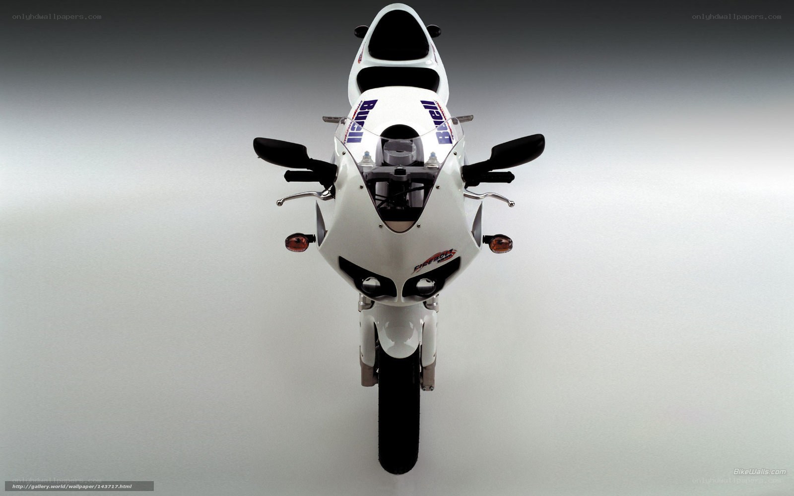 white sport motorcycle front view