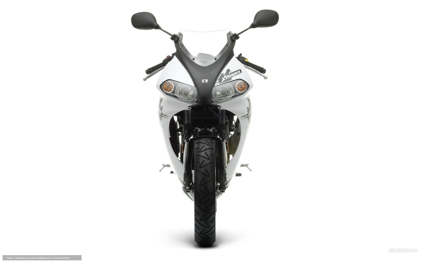 white sport motorcycle front view