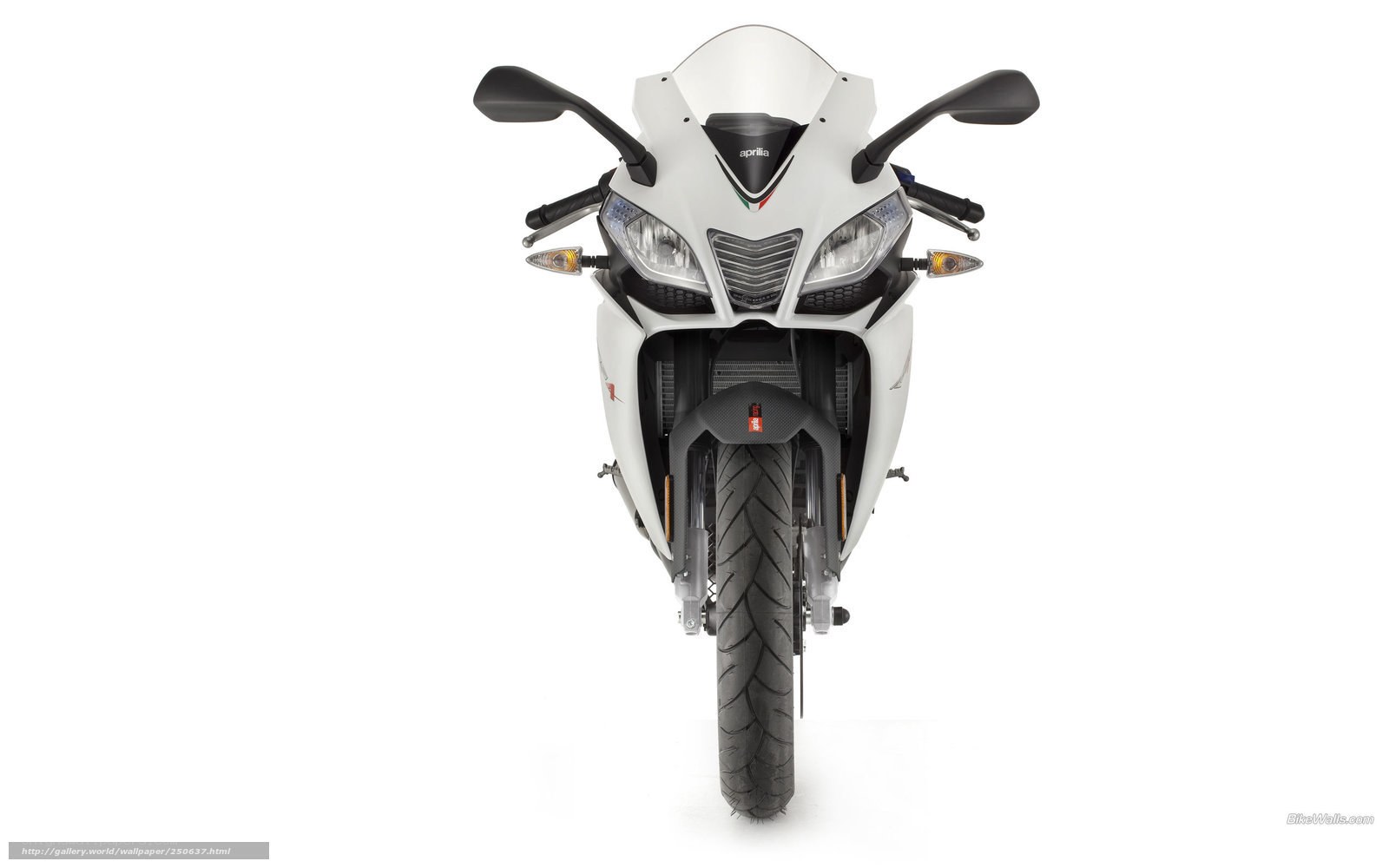 white sport motorcycle front view