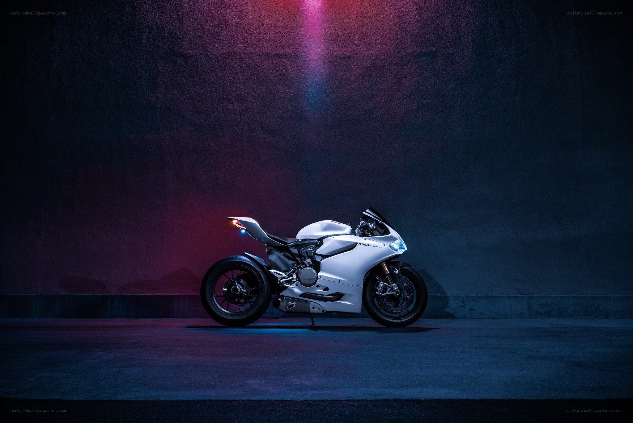 white sport motorcycle in studio