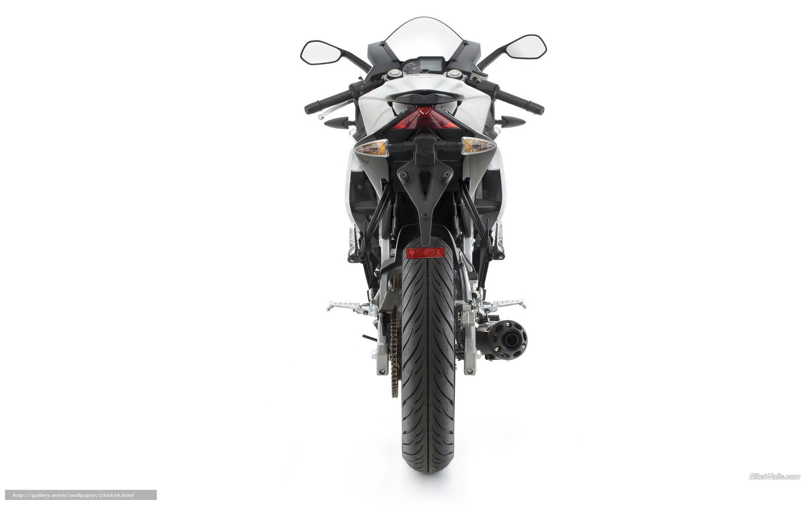 white sport motorcycle rear view
