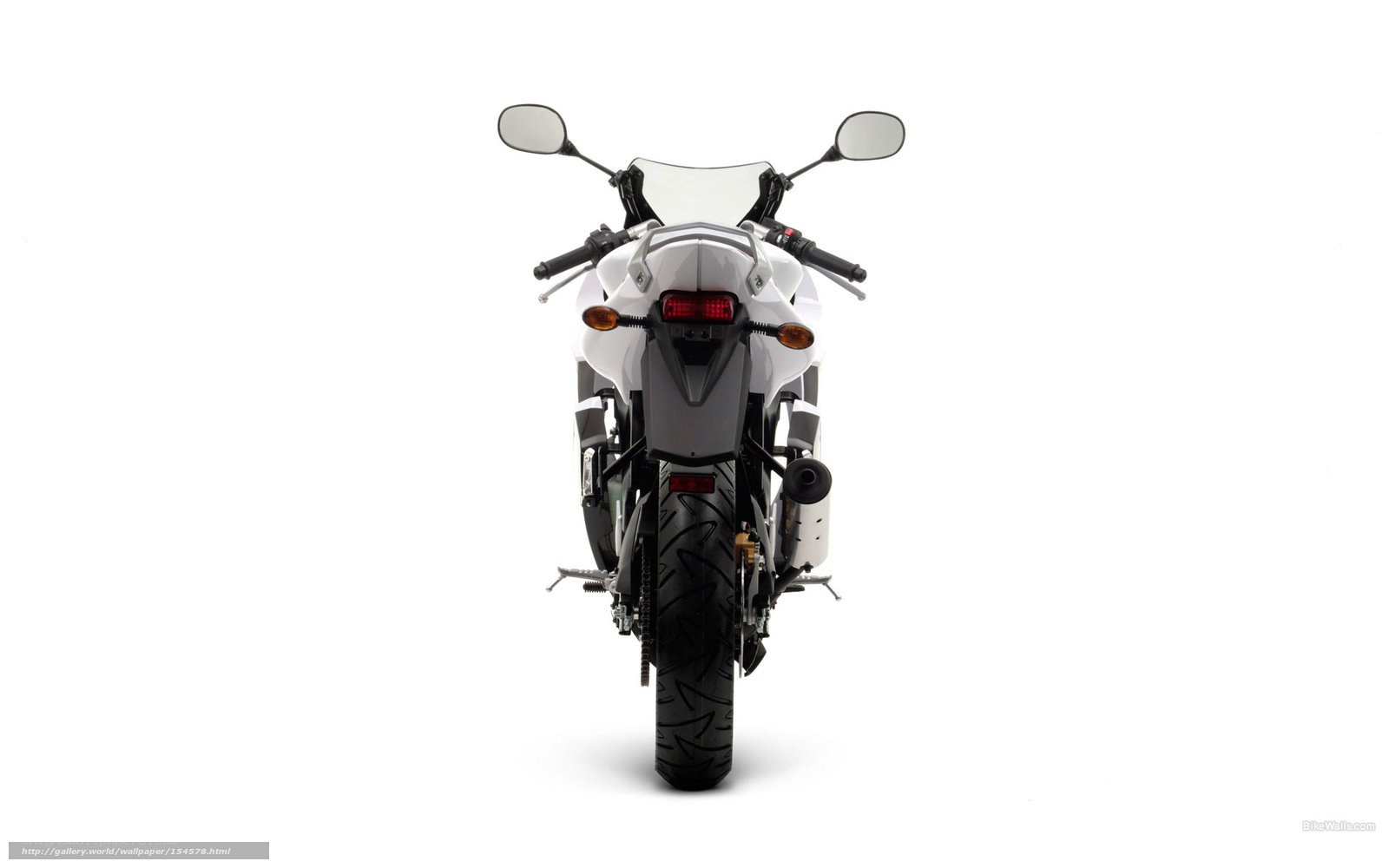 white sport motorcycle rear view