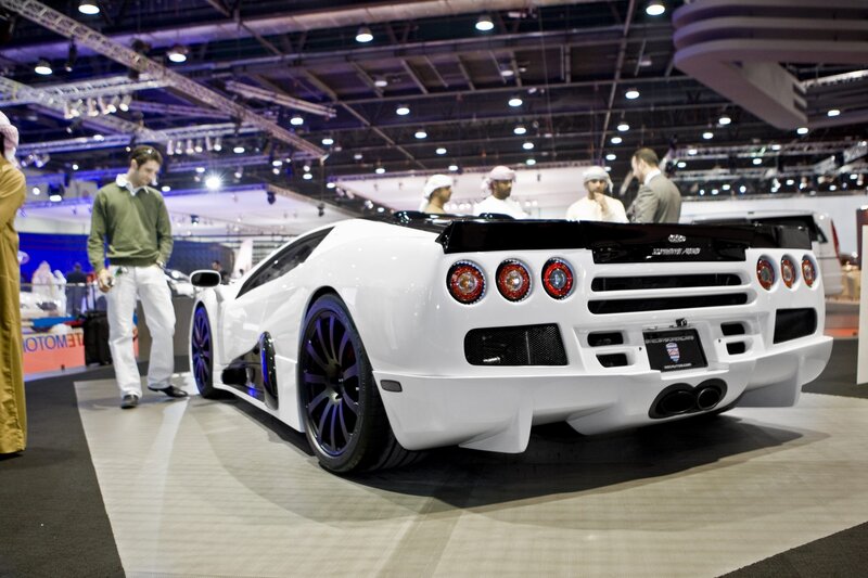 White sports car at auto show