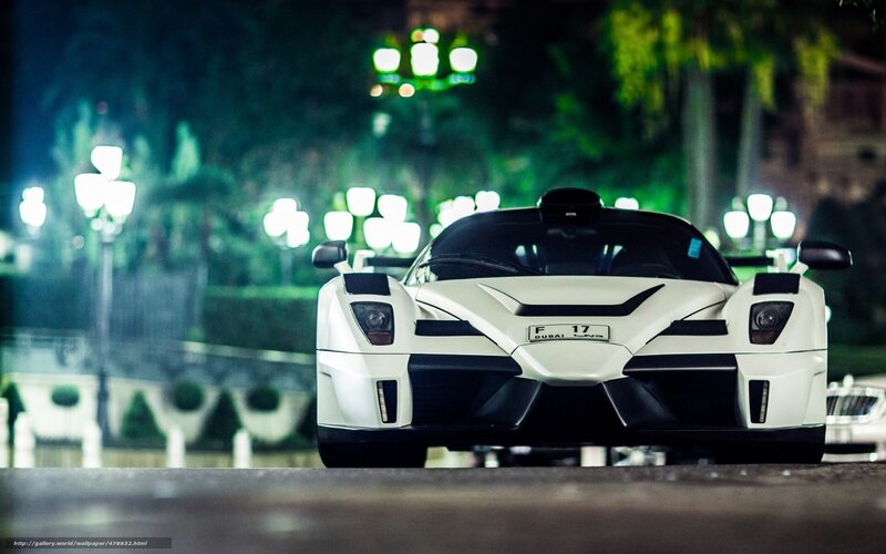 white sports car at night