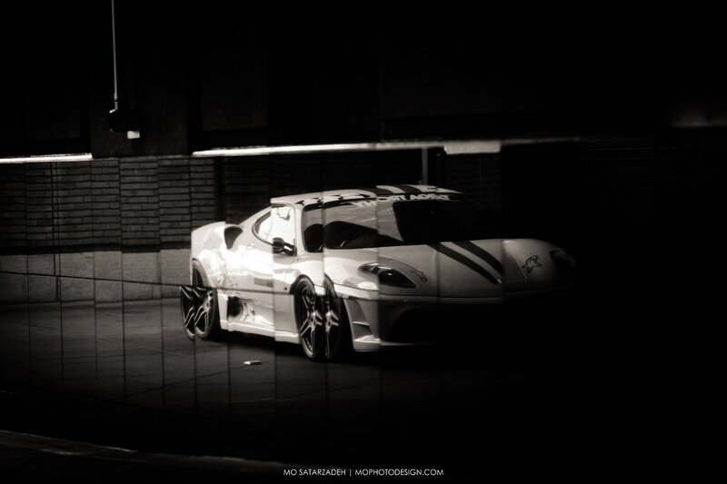 white sports car at night