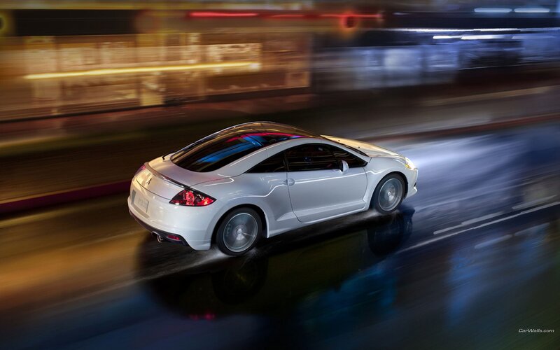 White sports car at night
