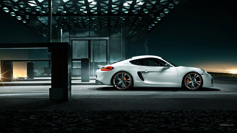 White sports car at night