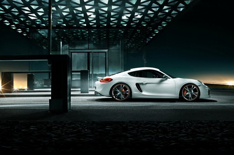 White sports car at night