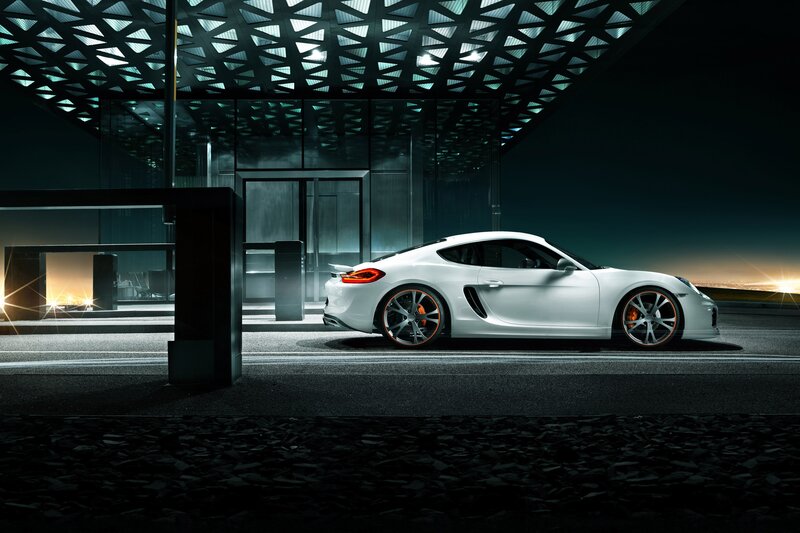 White sports car at night