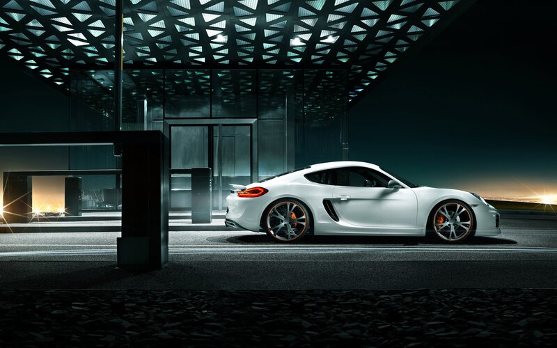 White sports car at night