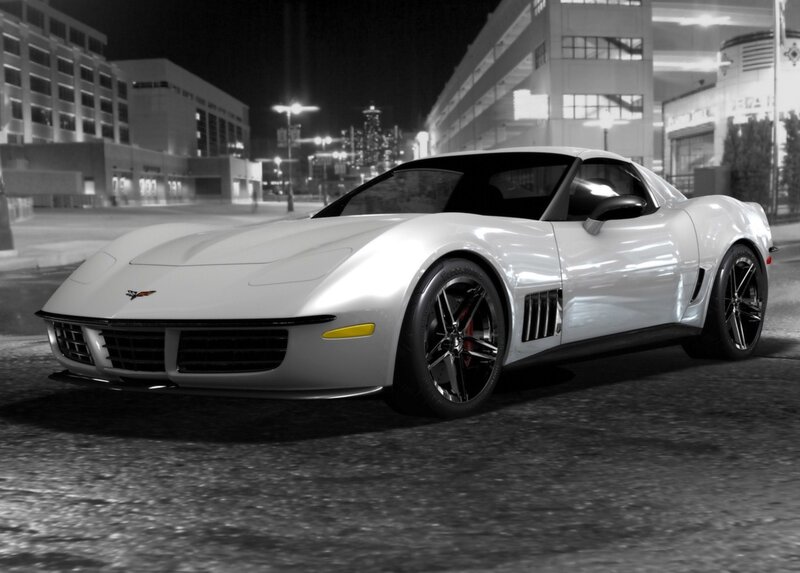 white sports car at night