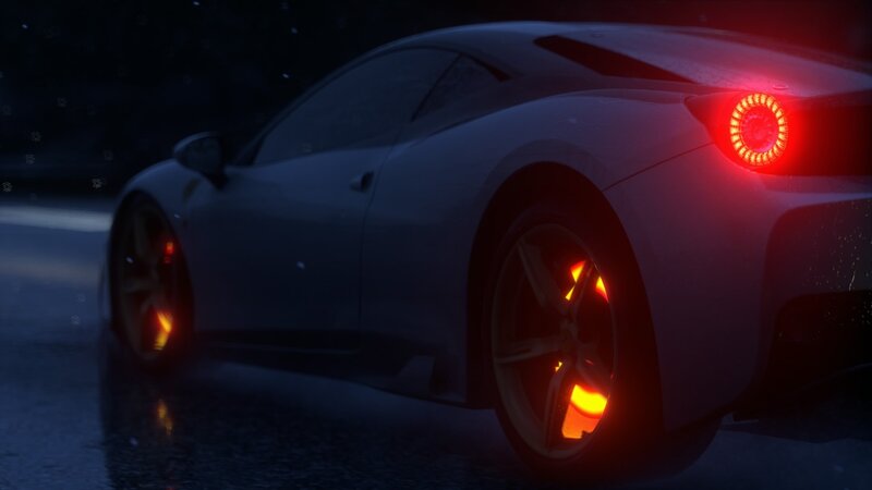 White Sports Car at Night — Black, Dark