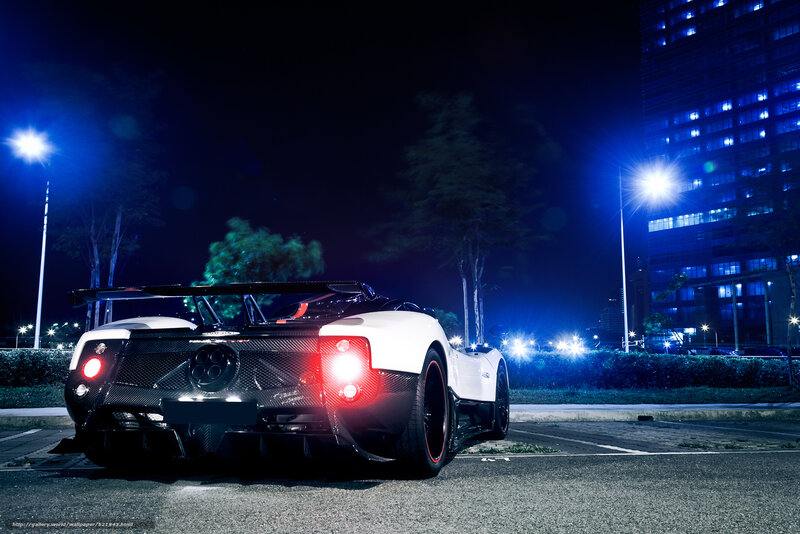 White Sports Car at Night — Blue