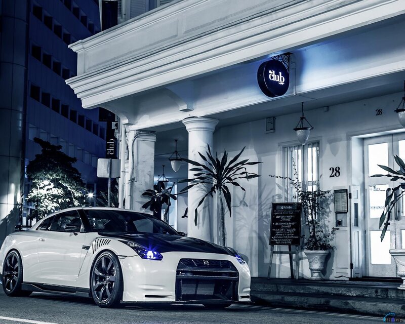 White Sports Car at Night — Dramatic