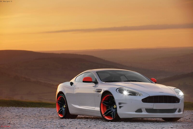white sports car at sunset