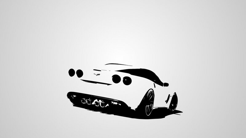 White Sports Car — Black, Clean
