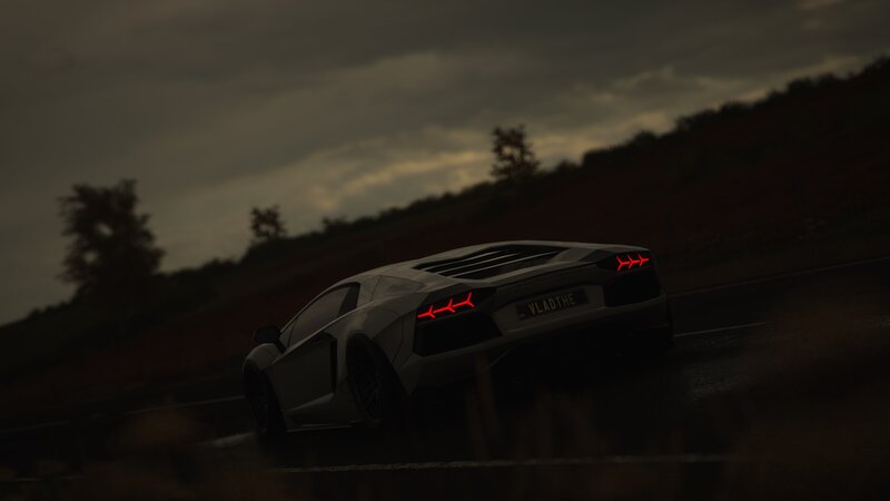White Sports Car — Black, Dark, Night