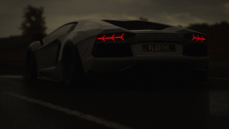 White Sports Car — Black, Dark