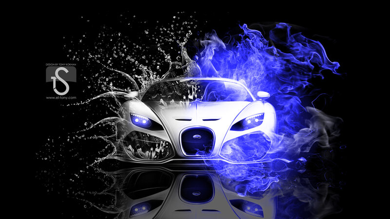 White Sports Car — Black, Dramatic, Digital Art