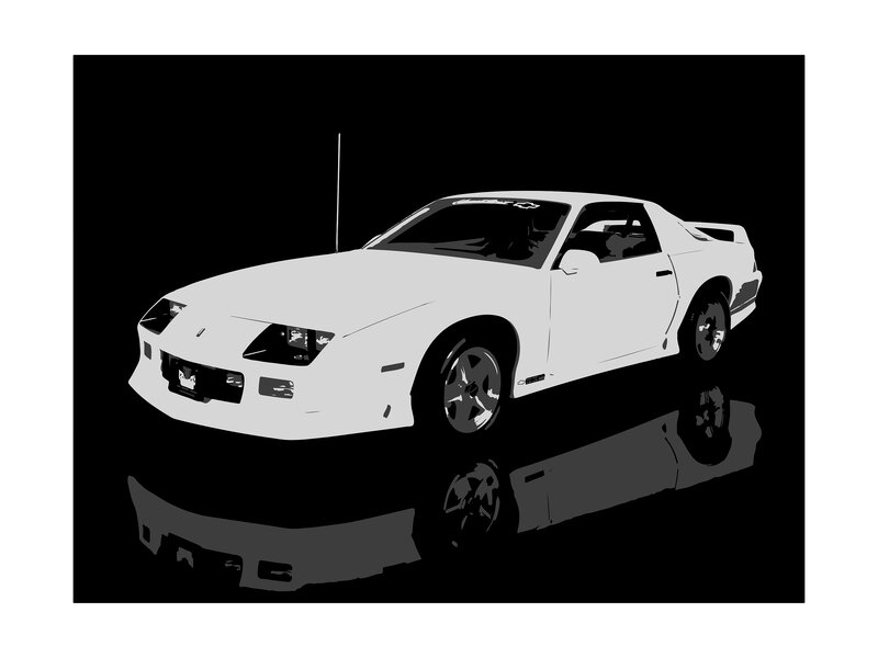 White Sports Car — Black, Dramatic, Illustration