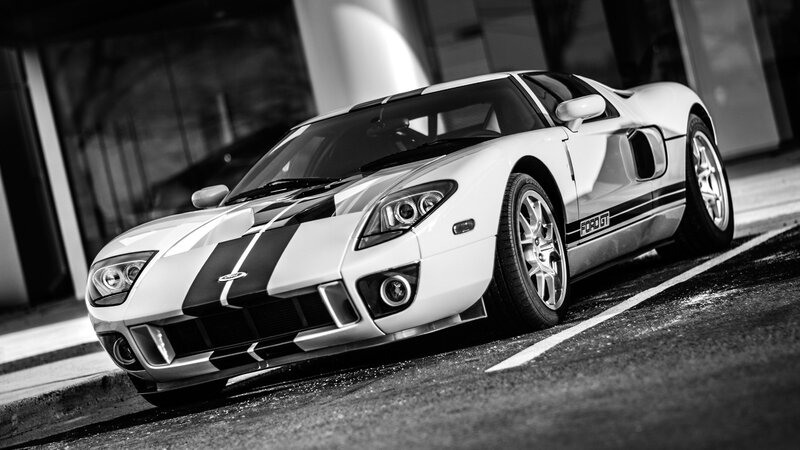 White Sports Car — Black, Dramatic, Photograph, Road