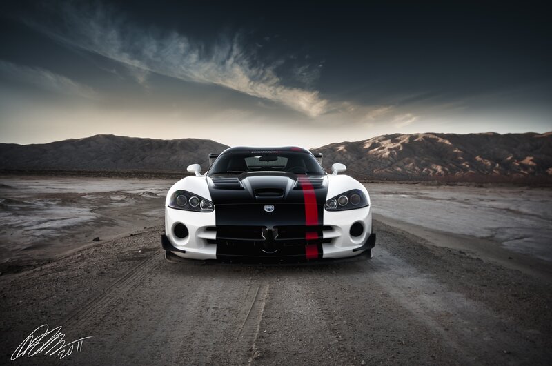 White Sports Car — Black, Dramatic, Sunset, Photograph, Desert
