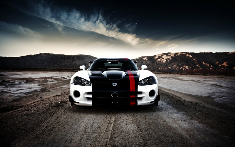 White Sports Car — Black, Dramatic, Sunset