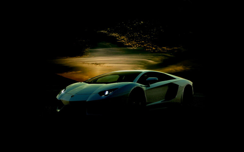 White Sports Car — Black, Dramatic