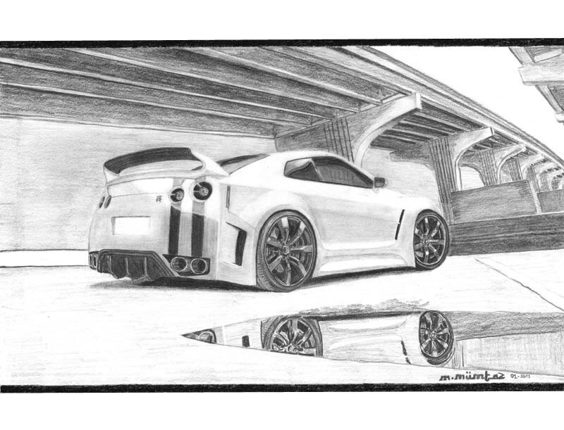 White Sports Car — Black