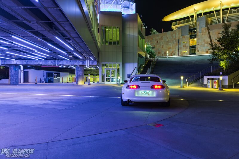 White Sports Car — Blue, Dramatic, Night, Photograph