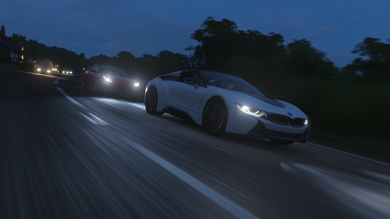 White Sports Car — Blue, Dynamic, Night, 3d Render
