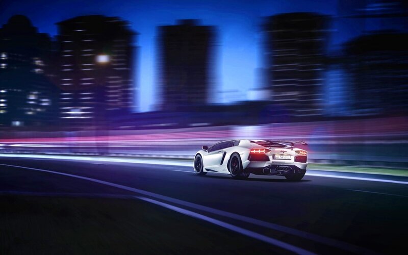 White Sports Car — Blue, Dynamic