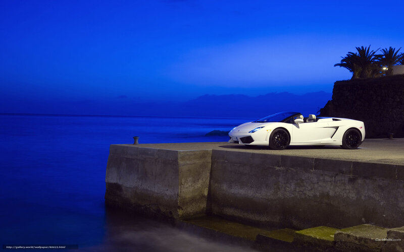 White Sports Car — Blue