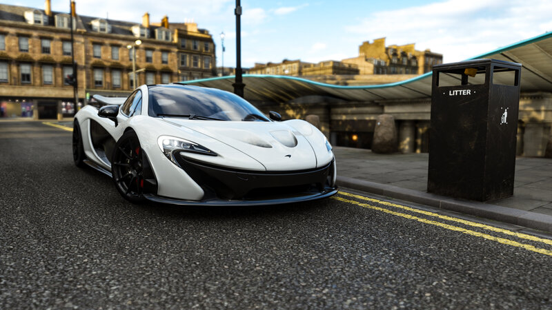White Sports Car — Calm, Afternoon, 3d Render, Building