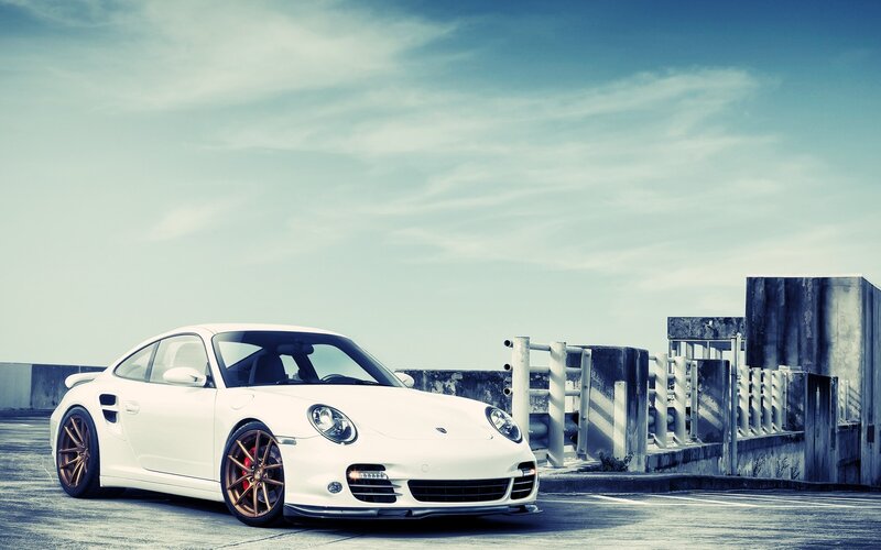 White Sports Car — Calm, Afternoon, Photograph, Parking Lot