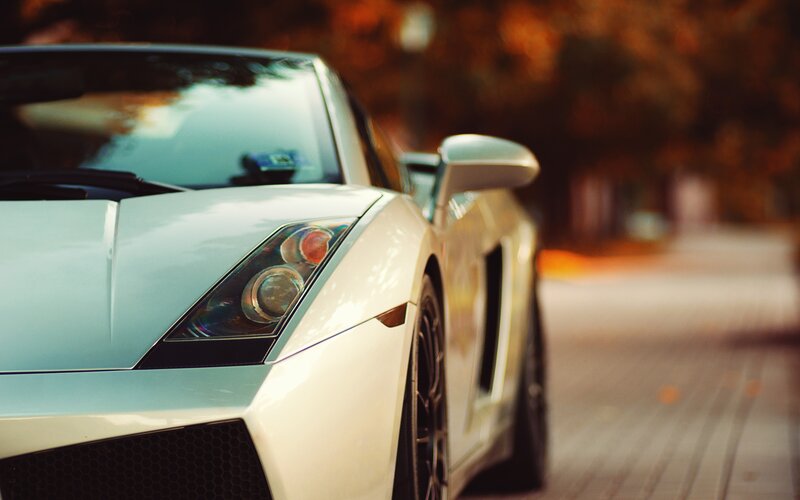 White Sports Car — Calm, Autumn