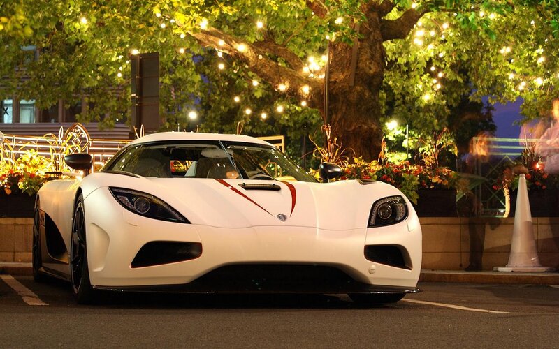 White Sports Car — Calm, Night