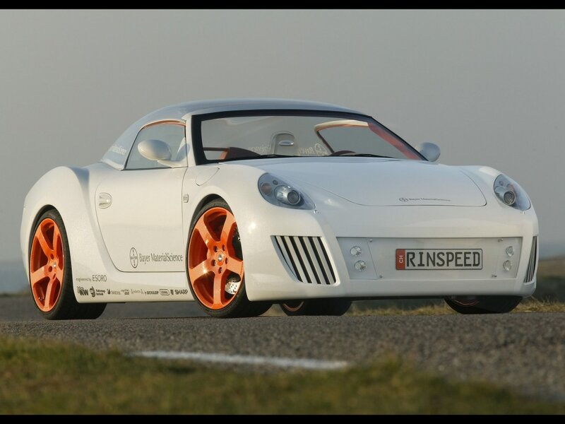 White Sports Car — Calm, Photograph, Orange Wheels