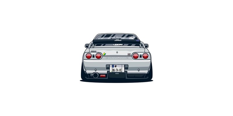White Sports Car — Clean, Digital Art, Rear View