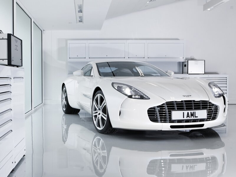 White Sports Car — Clean, Modern, Photograph, Garage, Cabinets