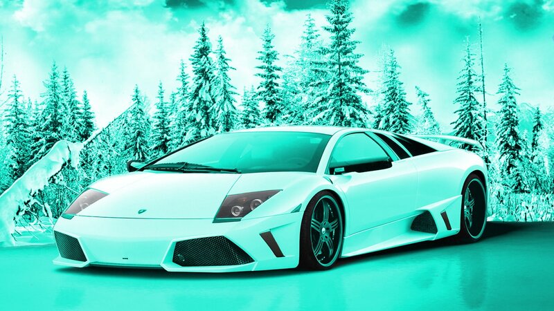 White Sports Car — Cyan, Dramatic