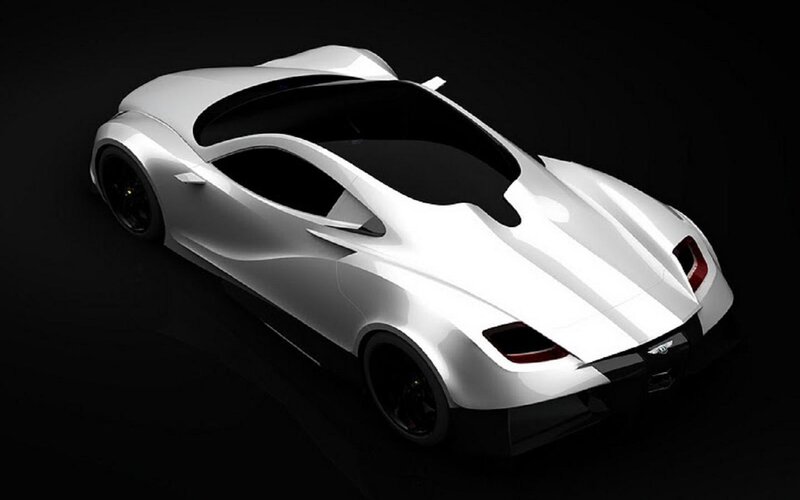 White Sports Car — Dramatic, 3d Render, Black Wheels, Dark Background