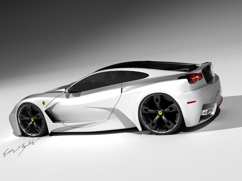 White Sports Car — Dramatic, 3d Render, Black Wheels, Taillights