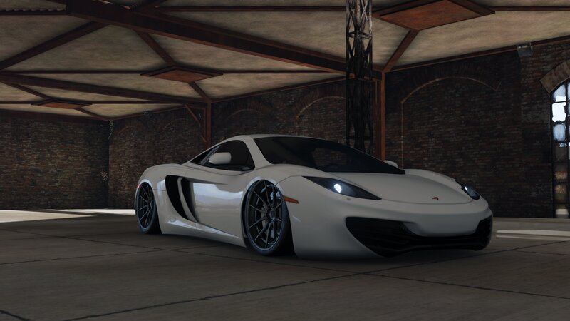 White Sports Car — Dramatic, 3d Render, Brick Walls