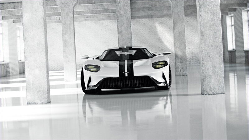 White Sports Car — Dramatic, 3d Render, Columns