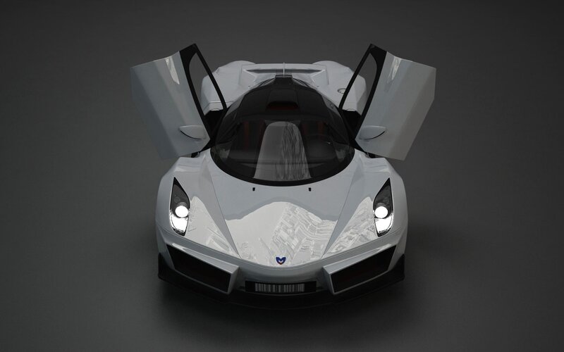 White Sports Car — Dramatic, 3d Render, Doors