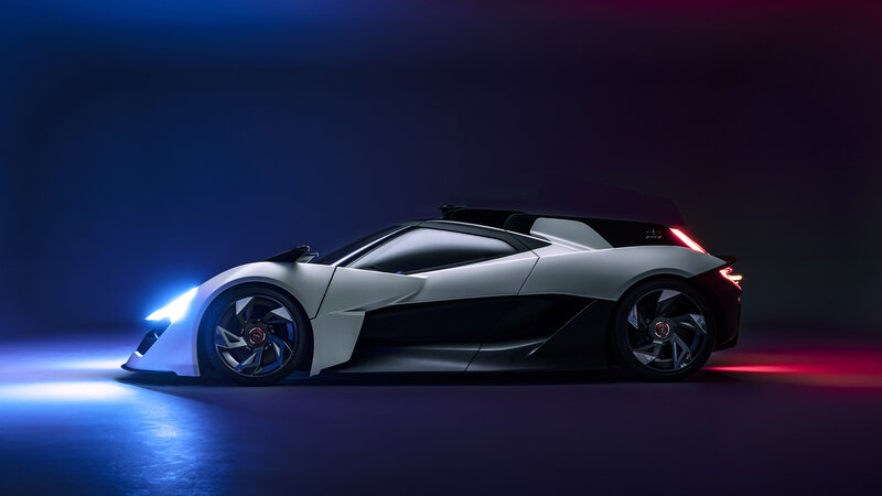 White Sports Car — Dramatic, 3d Render, Lights