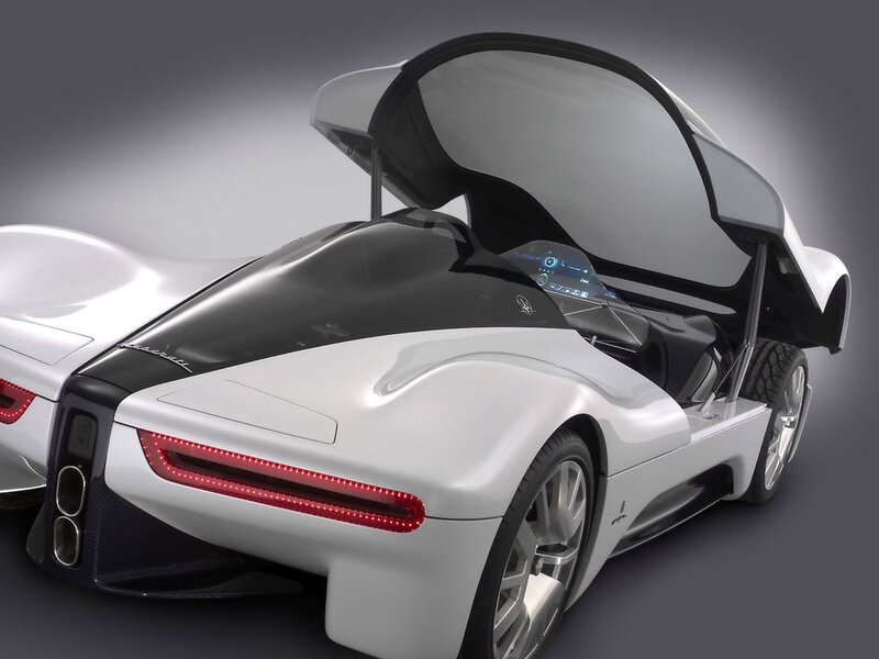 White Sports Car — Dramatic, 3d Render, Open Door