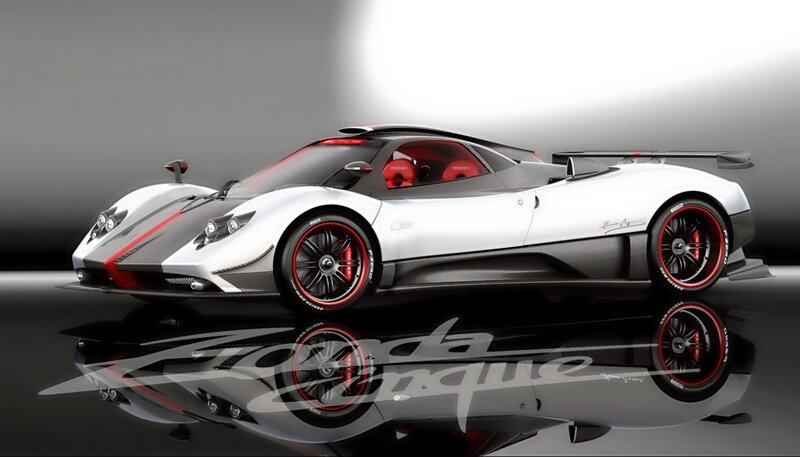 White Sports Car — Dramatic, 3d Render, Red Interior, Carbon Fiber