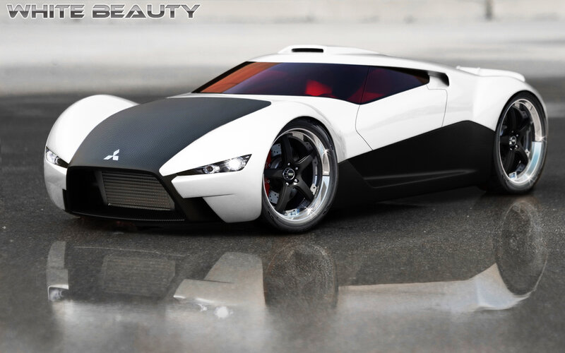 White Sports Car — Dramatic, 3d Render, Road, Wheels